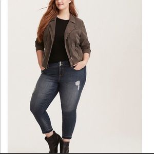 Torrid Grey Twill Moto Jacket Size 0 EUC Gray